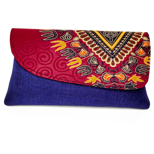 Handmade African Purse Clutches with Dashiki Fabric Overlay