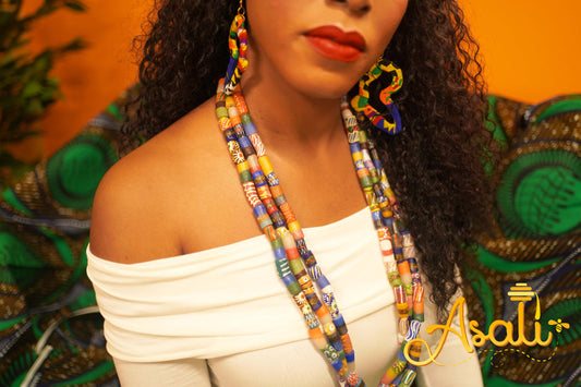 Shop Asali's Ghanian Glass Beaded Necklace and Bracelet Set