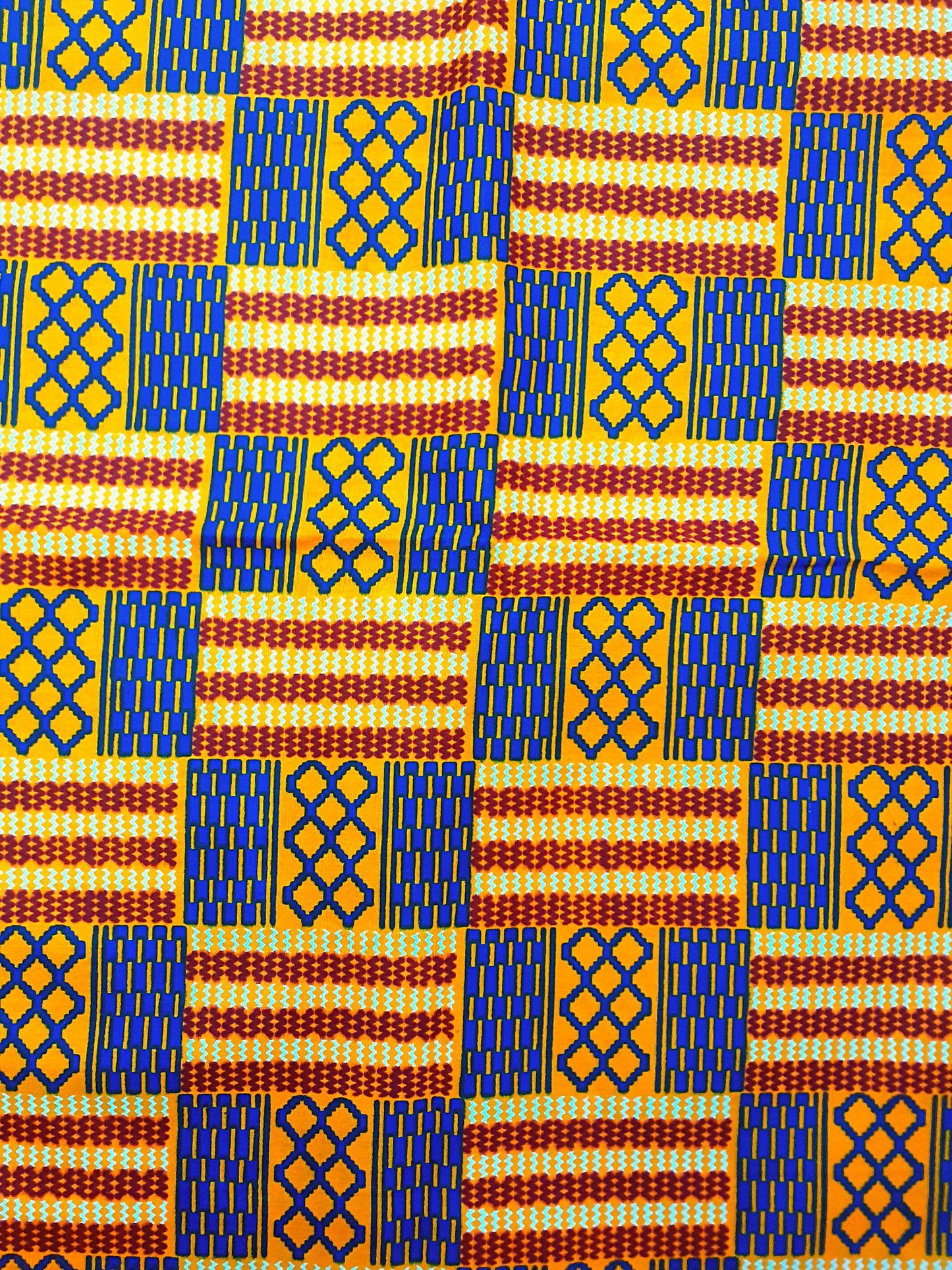 Cotton Fabric - Ethnic Fabric - African Continent Kente Grid Orange Red  Green - 4my3boyz Fabric